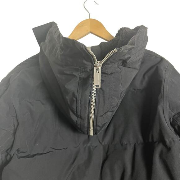 Karl Lagerfeld Black Faux Fur-Lined Down Hooded Jacket Size Small - Picture 14 of 16